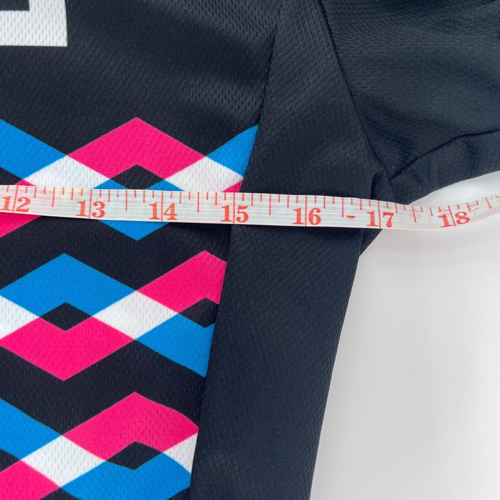 Twin Six Club Raglan Cycling Jersey Womens Medium Black Pink Blue Geometric - Picture 5 of 6